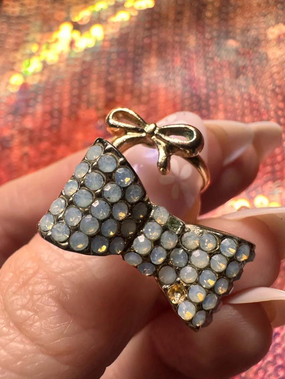 UO • Gold Tone Cat, Bow, Ribbon and Rhinestone Ring Bundle